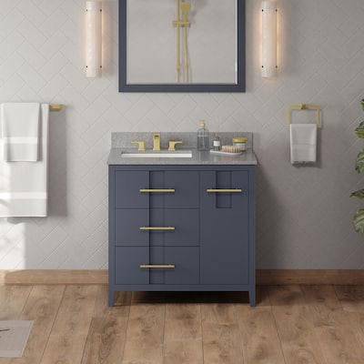 Jeffrey Alexander VKITKAT36R-MARBLE Katara 36" Free Standing Vanity