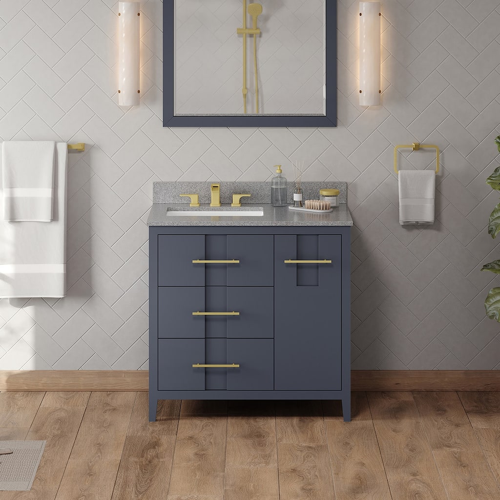 Jeffrey Alexander VKITKAT36R-MARBLE Katara 36" Free Standing Vanity