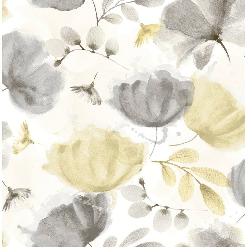 Brewster Zahra Grey Floral Wallpaper - 20.5in x 396in x 0.025in