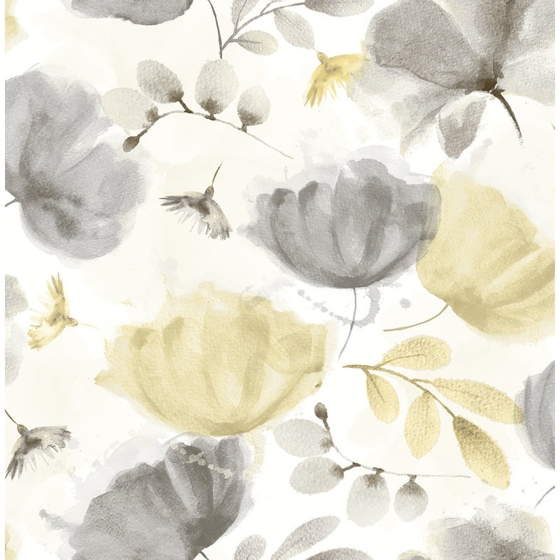 Brewster Zahra Grey Floral Wallpaper - 20.5in x 396in x 0.025in