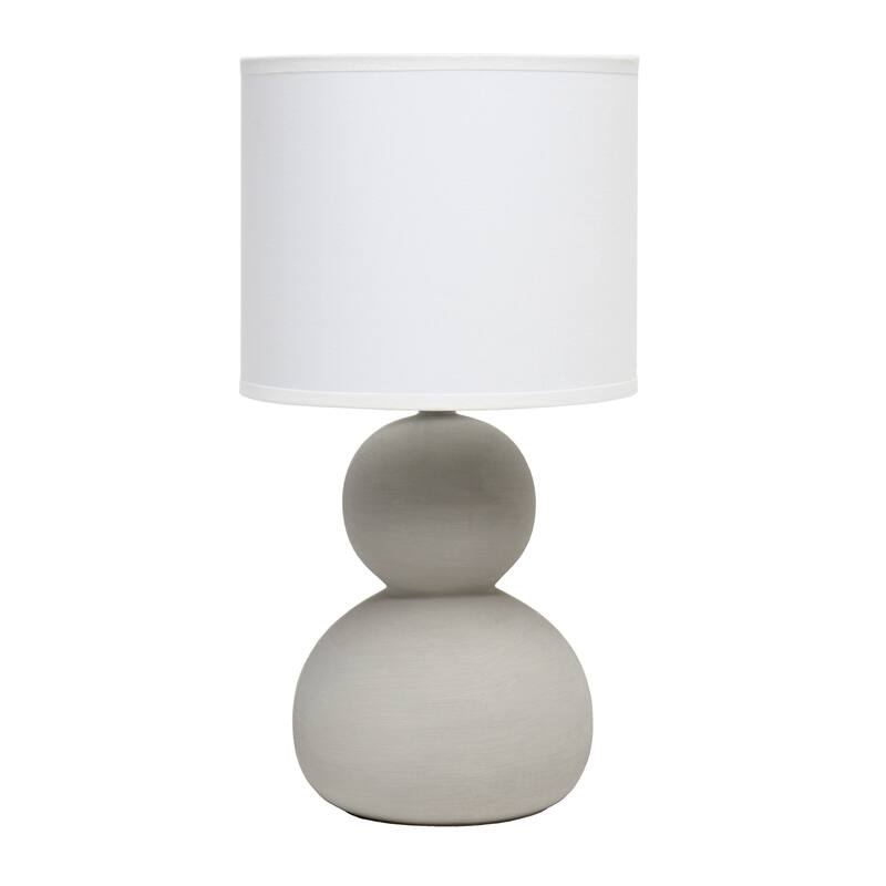15.38 in. Gray Finish Table Lamp with White Shade, Sturdy Table Lamp for Living Rooms and Bedrooms