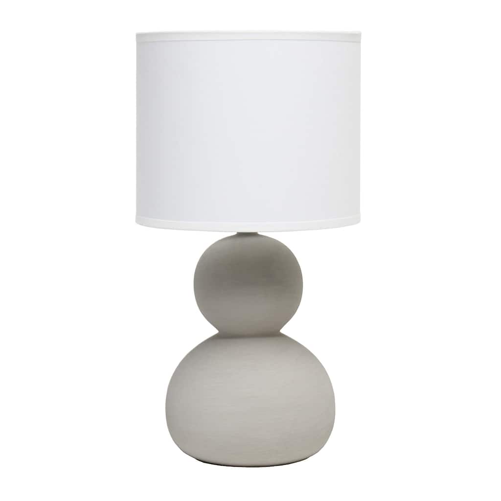 15.38 in. Gray Finish Table Lamp with White Shade, Sturdy Table Lamp for Living Rooms and Bedrooms
