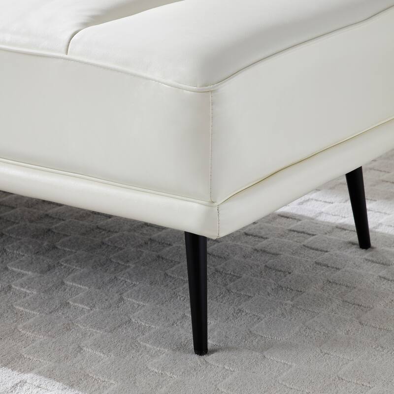 55"Inch Modern End of Bed Bench,Faux Leather Upholstered With side table,360-degree Swivel tray couch,Entryway Ottoman