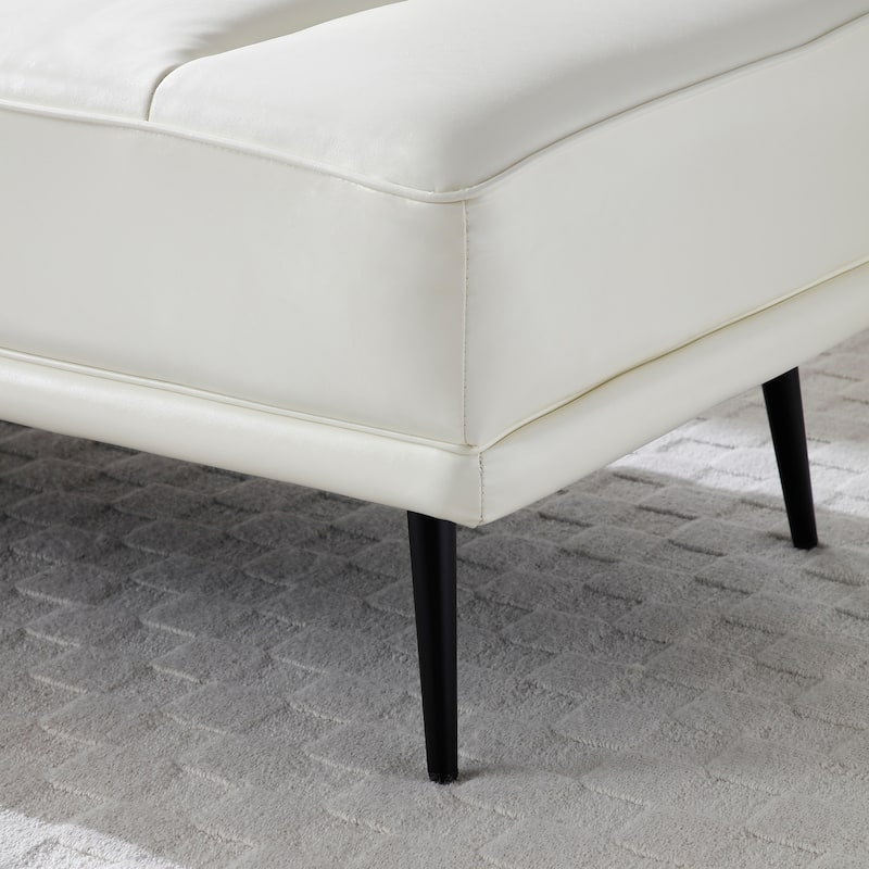 56.3"Width End of Bed Bench,Faux Leather Upholstered With side table,360-degree Swivel tray couch,Entryway Ottoman,Metal Legs