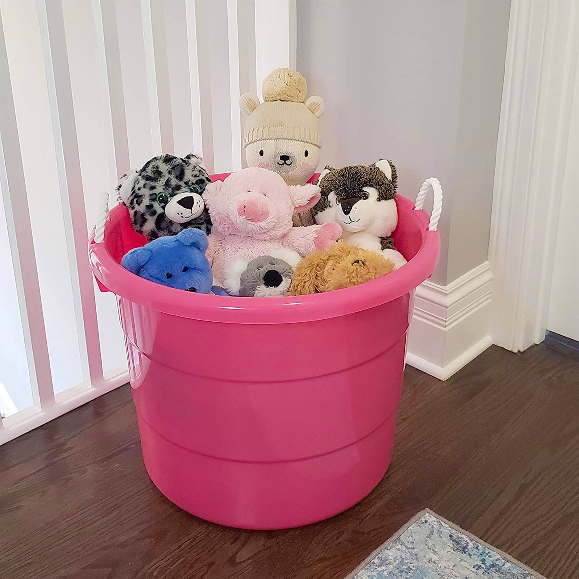 Pink top plastic tub
