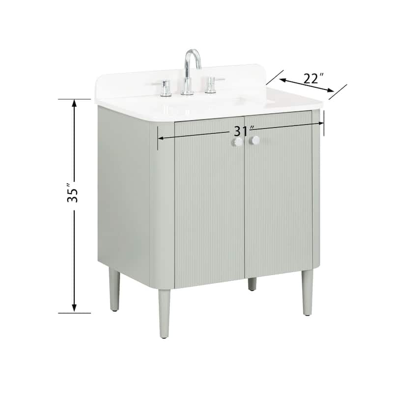 Haley Bathroom Vanity in Soft Sage with White Engineered Stone Top