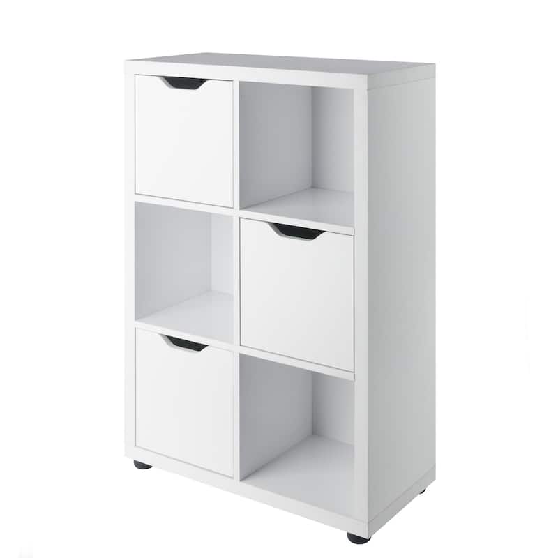 Wooden Storage Cabinet with 6-Shelves - 37.5" - White