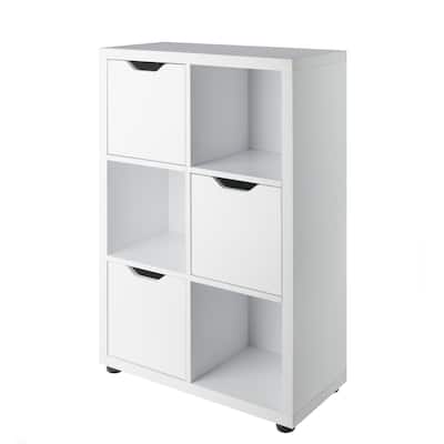 Wooden Storage Cabinet with 6-Shelves - 37.5" - White