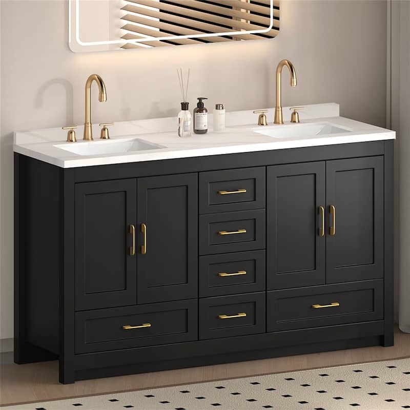 60" Bathroom Vanity Abundant Storage Cabinet - 4 Soft Close Doors and 5 Drawers