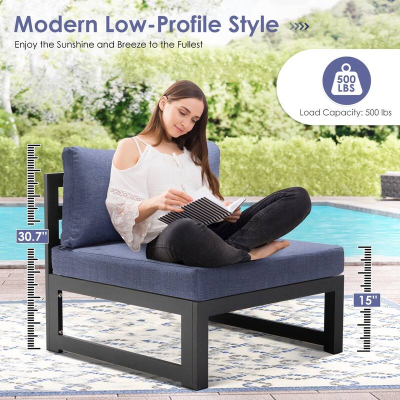 FINCATI Aluminum Outdoor Patio Furniture Conversation Sectional Sofa Set