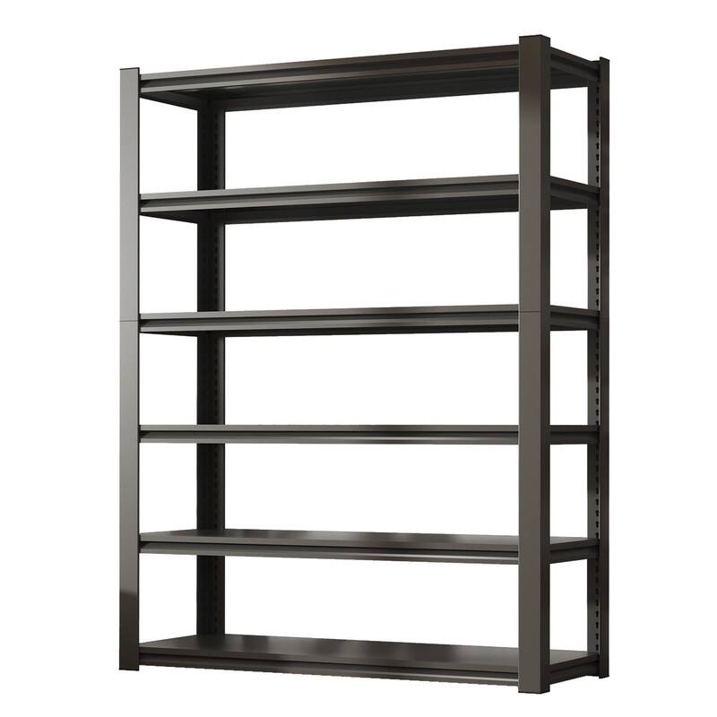 5/6-Tier Adjustable Heavy Duty Metal Storage Shelves, Black, 72/82"H