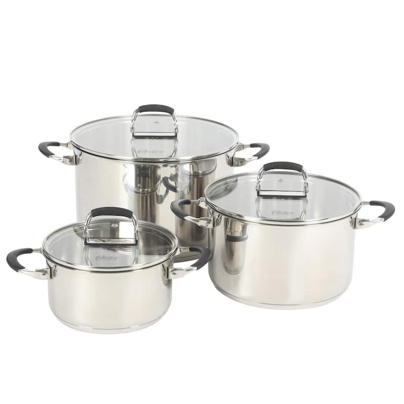 Oster Silverbolt 6 Piece Stackable Space-Saving Dutch Oven Sauce Pan Cookware Set