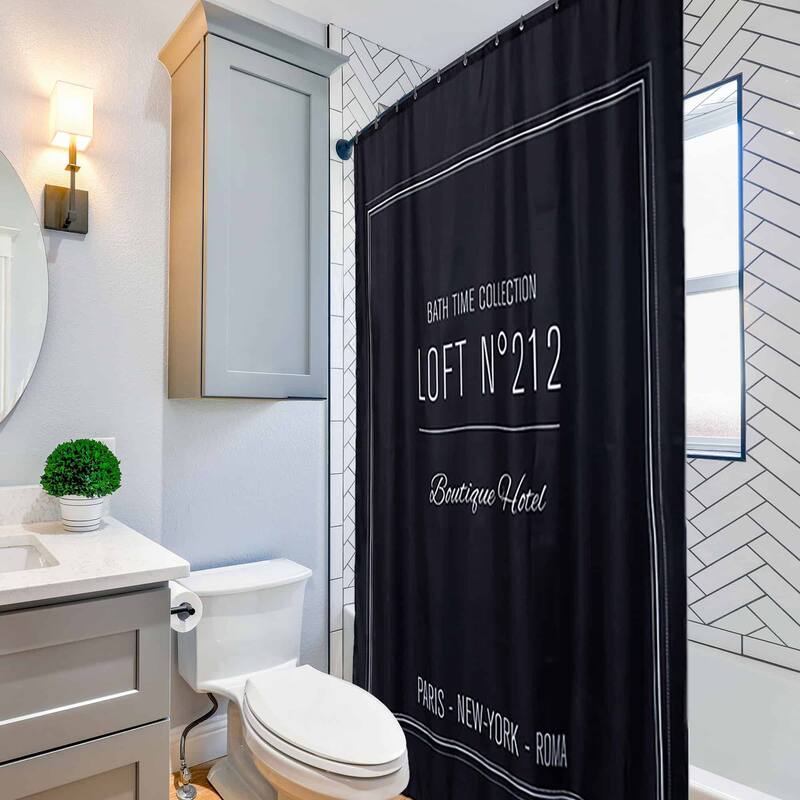 Polyester Shower Curtain - 79x71 inches - Writing Design