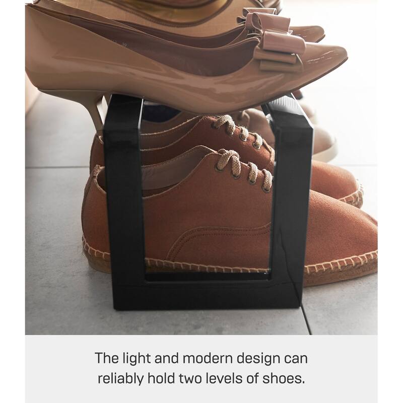 Yamazaki Home Expandable Shoe Rack - Two Sizes, Steel, Single, Holds 4 to 8 shoes, Expandable