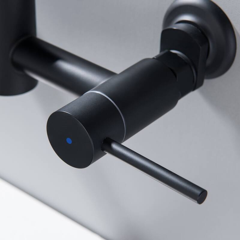 Wall Mount Commercial Kitchen Faucet With Pull Down Sprayer 2 Hole 8 Inch Kitchen Sink Faucet Matte Black Spring Basin Tap