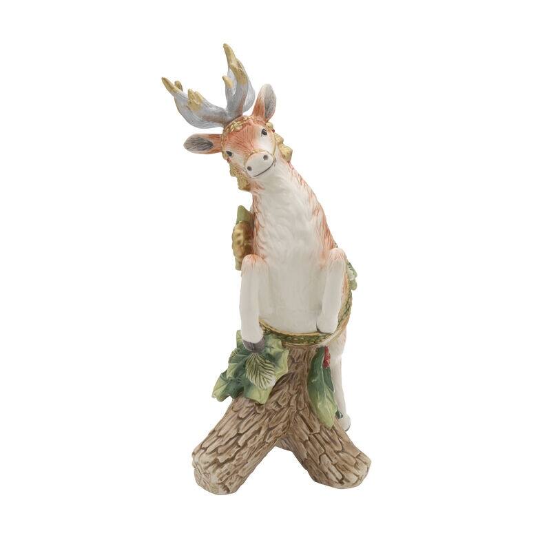 Fitz and Floyd Holiday Home Green Leap Deer Candleholder, 11.5 Inch