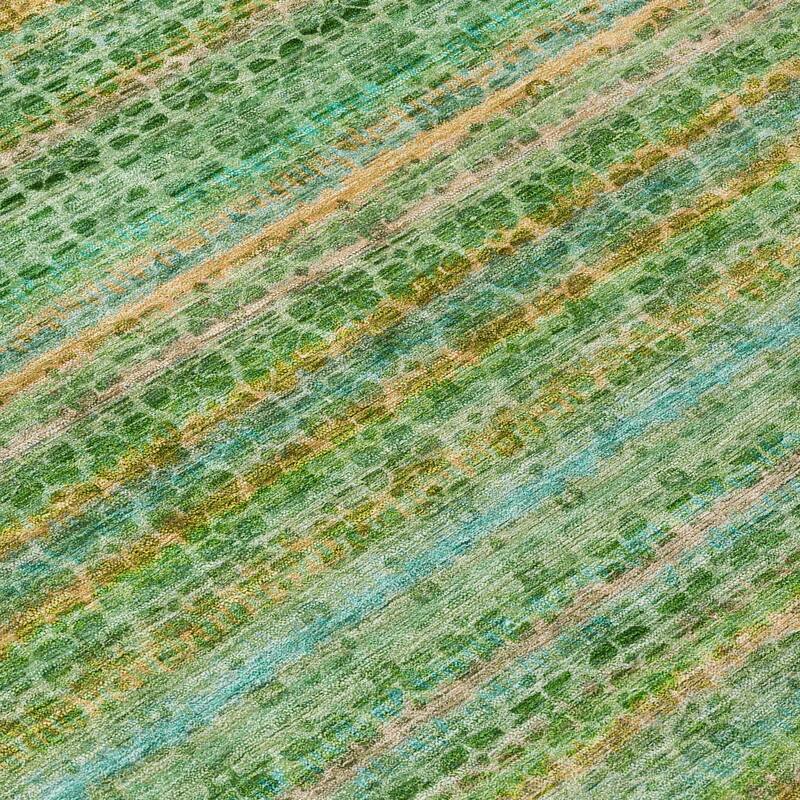 Machine Washable Indoor/Outdoor Transitional Striped Chantille Rug