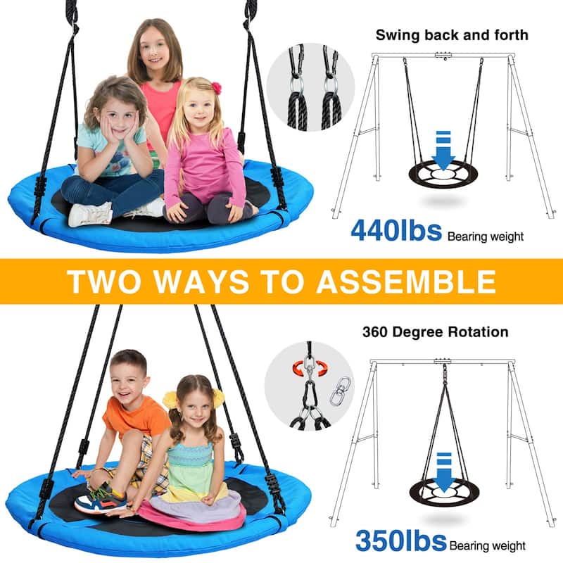 Heavy Duty Metal Swing Sets for Backyard with Swing Stand , Kids Saucer Swing