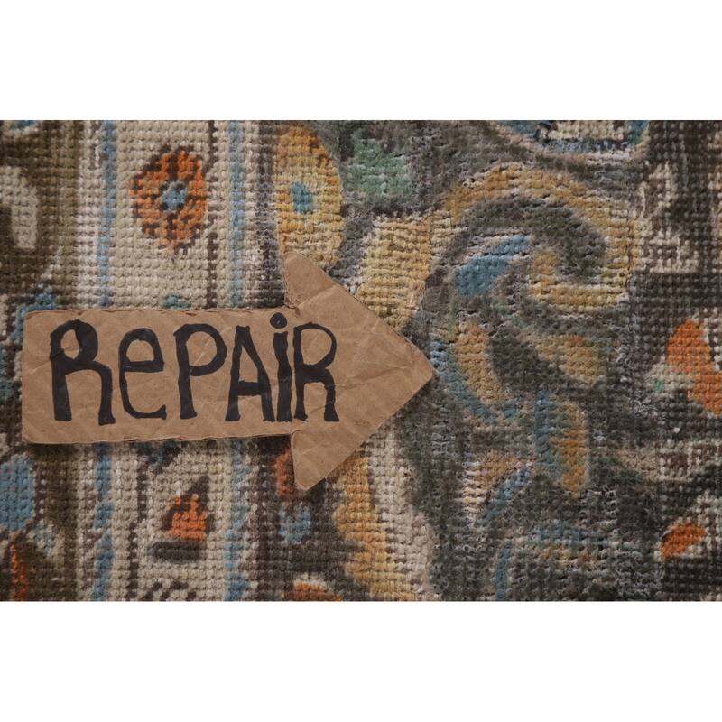 Hand Knotted Oriental 100% Wool Carpet Traditional Floral Beige & Ivories Tabriz Area Rug - 9' 8'' X 6' 5''