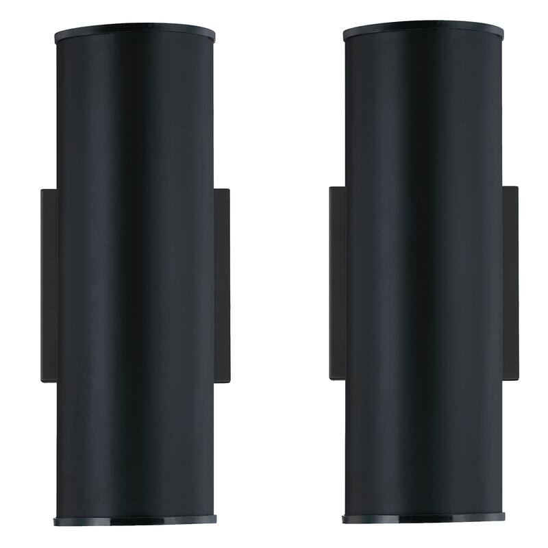 2 Pack Modern Black 1 Light Cylinder Wall Sconces