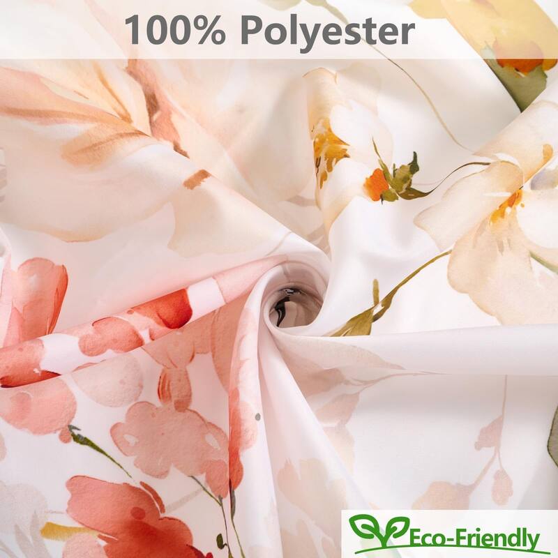 Floral Waterproof Fabric Shower Curtain with 12 Hooks 72x72 Inch