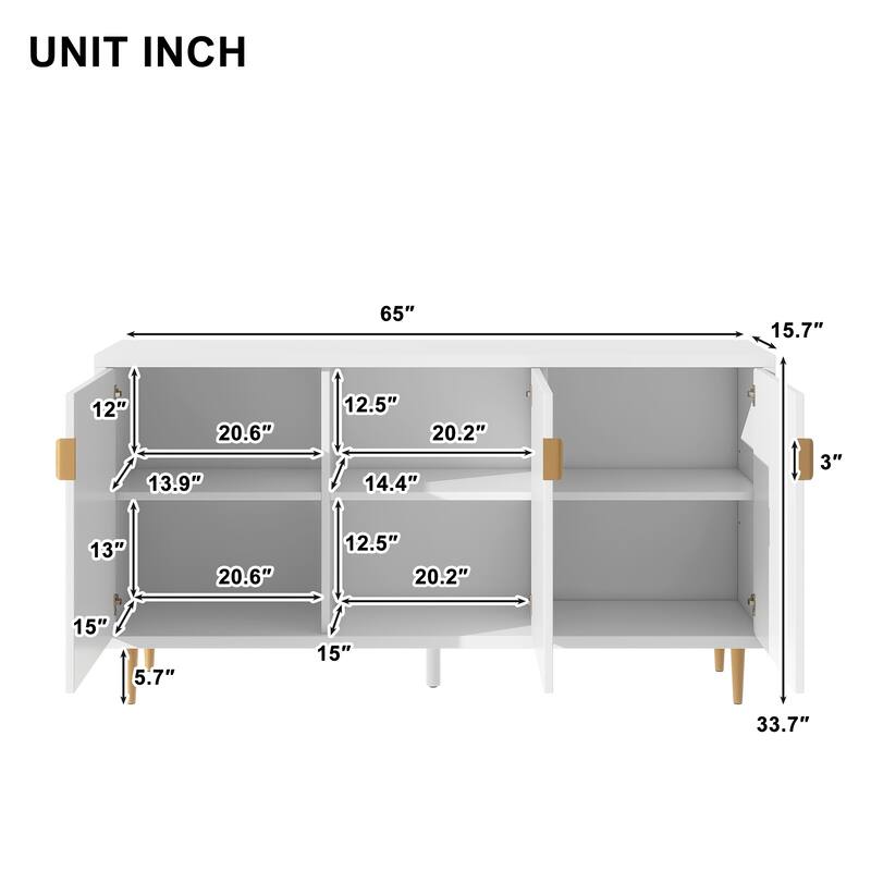 Scandinavian Style TV Stand with 3 Doors & Adjustable Shelves, Media Cabinet for Living Room