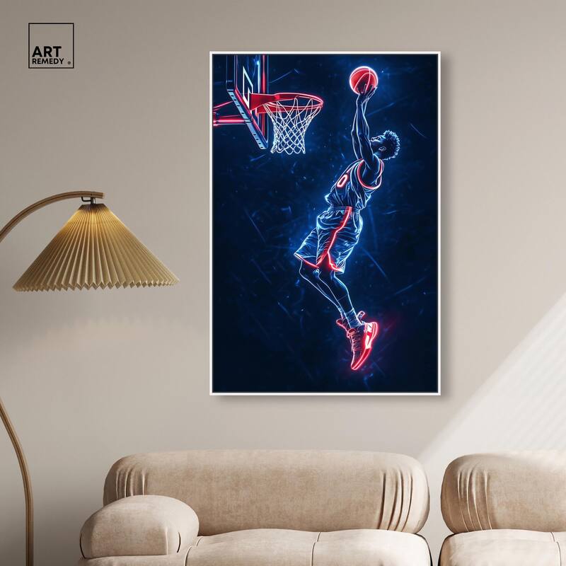 Shoot Some Hoops Neon Canvas by Art Remedy