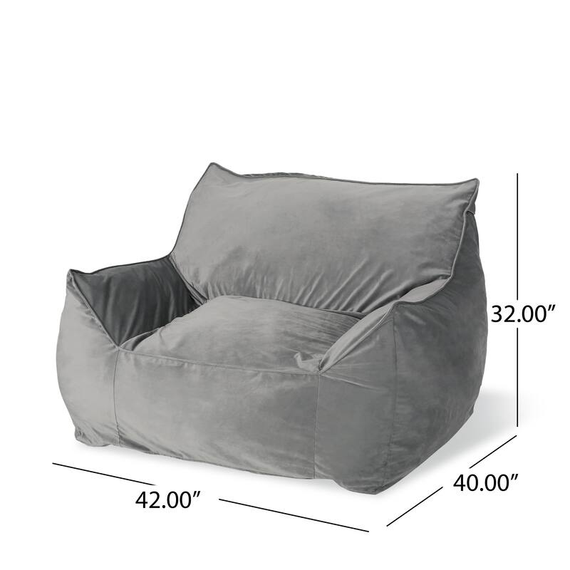 Bean Bag Chair with Armrests With Velvet ,Softness And Comfort - Grey