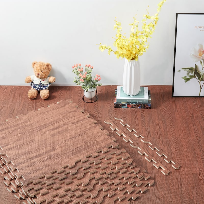 12 Tiles Gym Foam Puzzle Floor Tiles 24x24" Interlocking Floor Mats 48sq.ft