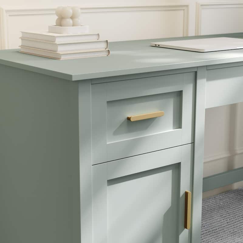 Martha Stewart Shaker Style Wood Home Office Desk with Storage Cabinet and 2 Drawers