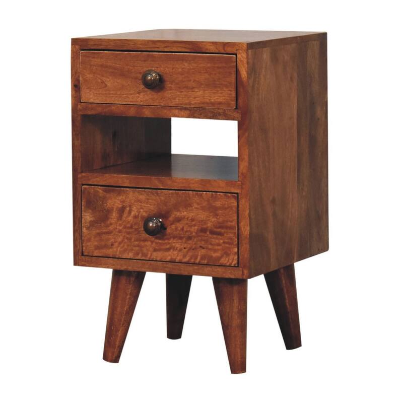 HomeRoots 20" Brown Solid Wood Two Drawer Nightstand