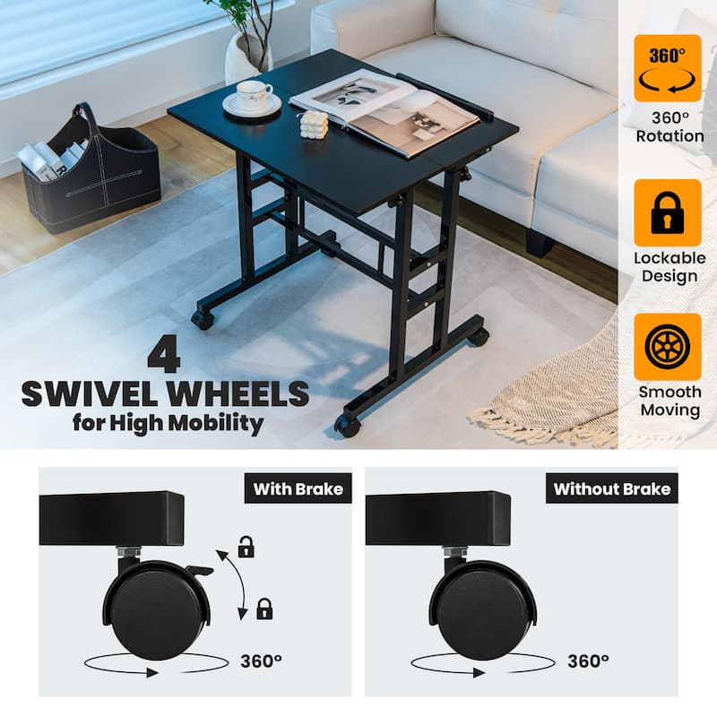 Mobile Standing Desk Stand Up Desk Height Adjustable Home Office Desk