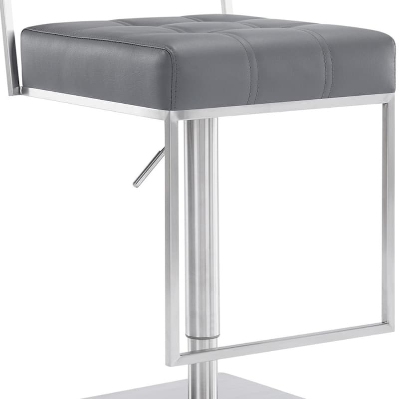 Faux Leather Swivel Low Back Bar Stool with Silver Pedestal Base - 22” x 17” x 44” (D x W x H)