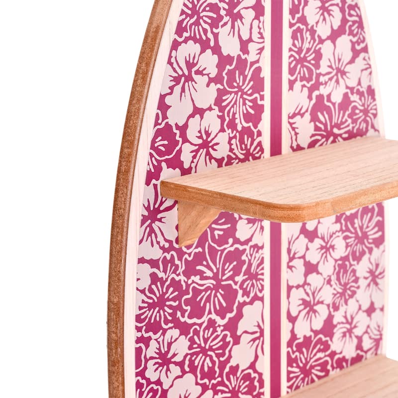 Kona Coast by Reyn Spooner Biscus Bounth Earth Red Surfboard Printed Wall Shelf - 35" x 13" x 5.5"