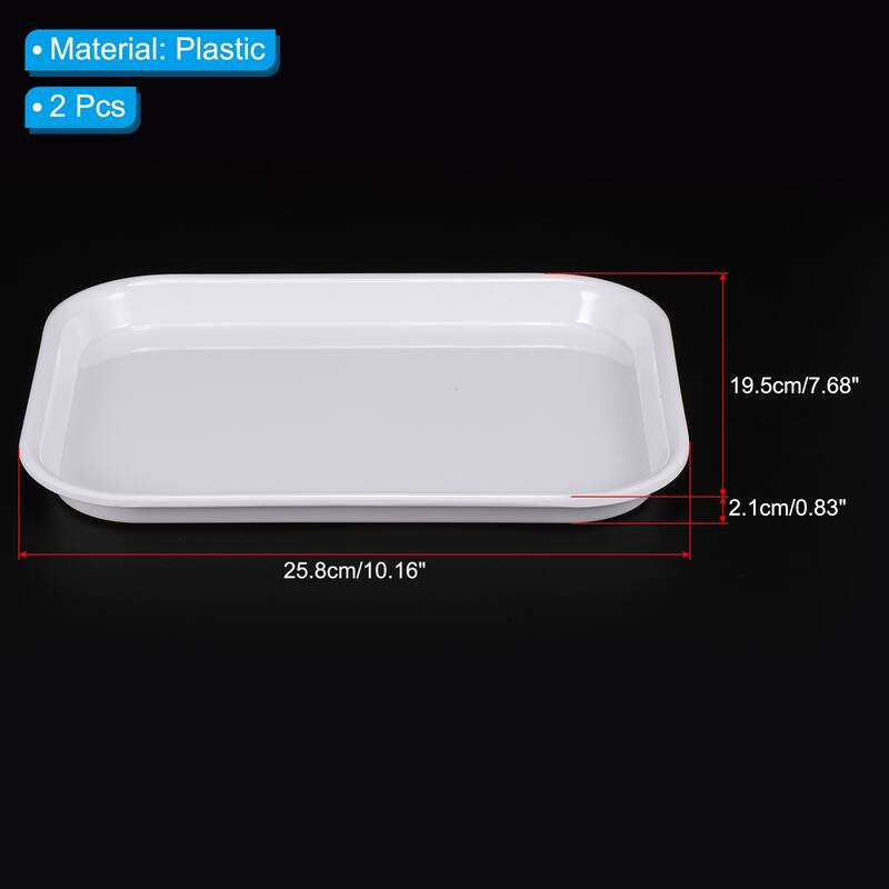 Fast Food Tray, 2 Pack Plastic Serving Tray Reusable Rectangle Tray - White - 10.2x7.7"
