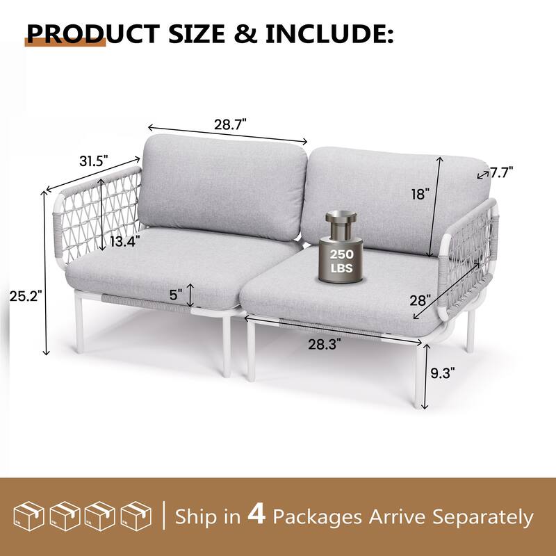 VredHom Outdoor Patio Aluminum PE Rattan Sectional Sofa Free Combination Conversation Seating Sets with Cushions