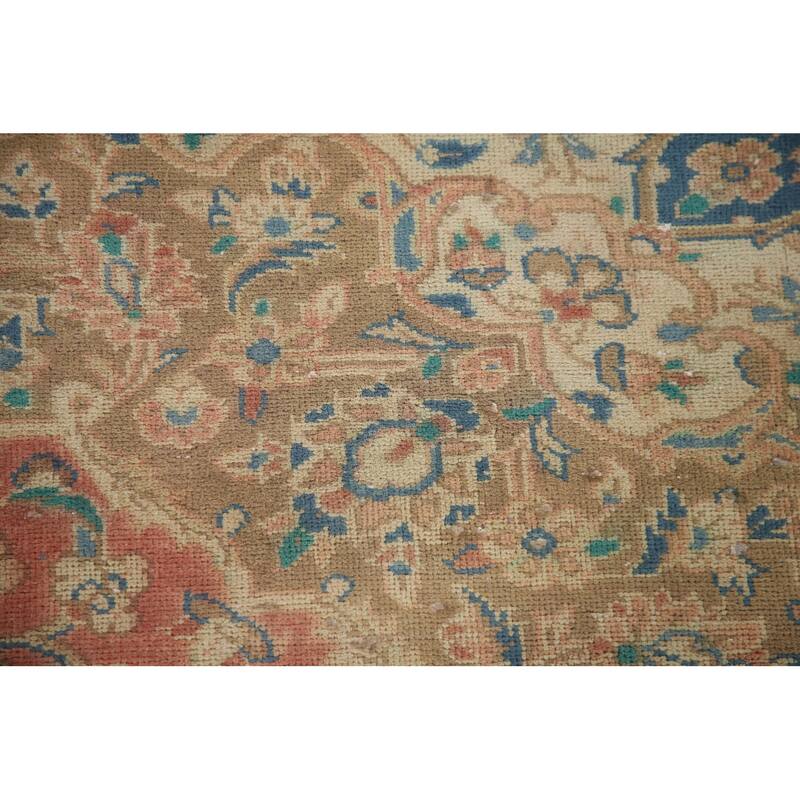 Hand Knotted Oriental 100% Wool Carpet Traditional Floral Pink Kashan Area Rug - 11' 11'' X 8' 8''