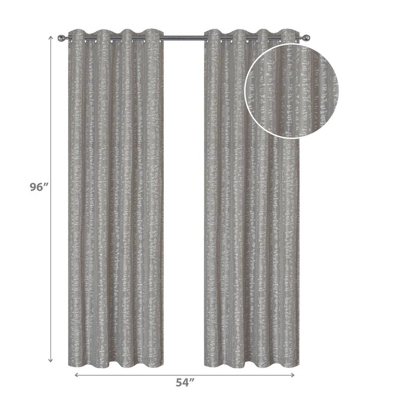 IH Casa Decor Jacquard Panel W 8 Grom Bowties Taupe 96" - Set of 2 - Ivory