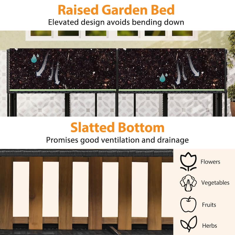 Costway Patio Furniture Set with Raised Garden Bed Built-in Chairs and - See Details