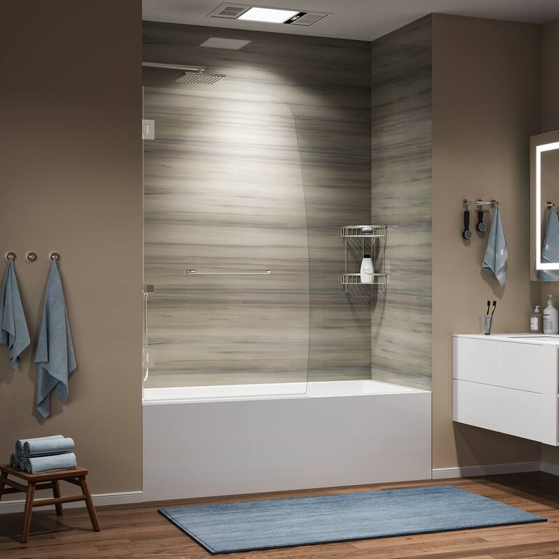 Frameless Shower Door with Clear Glass- 68 in.Wx58 in.H