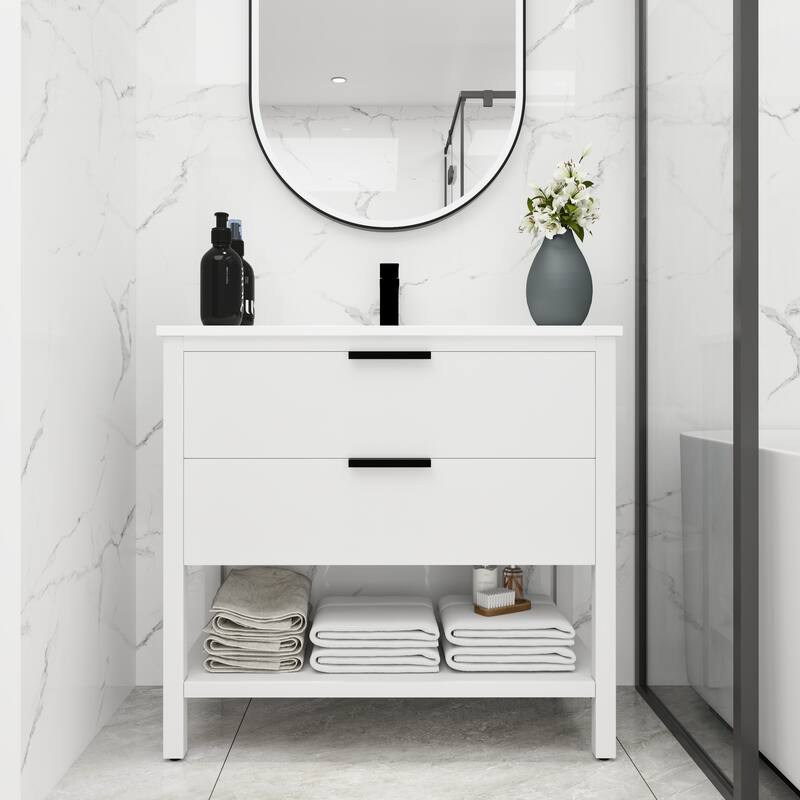 GDFStudio - Everett Modern Freestanding Bathroom Vanity with Dual Soft-Close Drawers