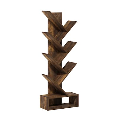 46.18 in. Tall Pine Wood 7-Shelf Bookcase