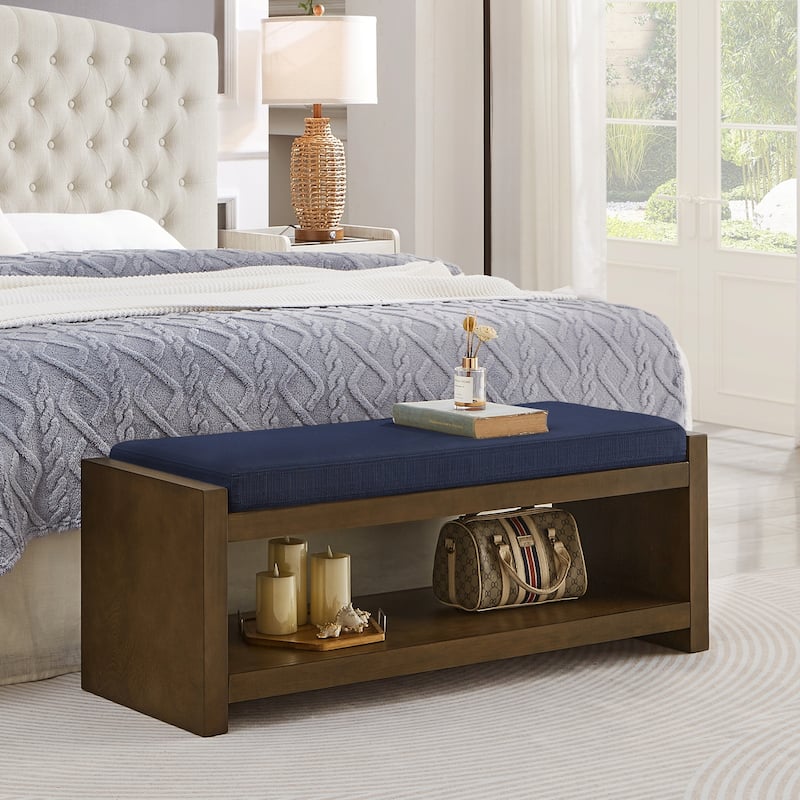 47in Accent Bench with Lower Shelf Shoe Rack