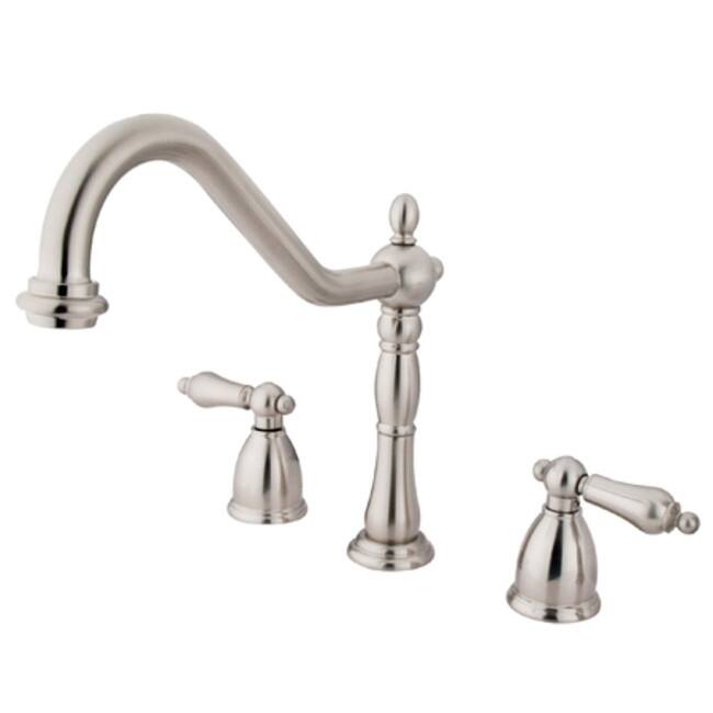 Kingston Brass Heritage Widespread Kitchen Faucet with Metal Lever