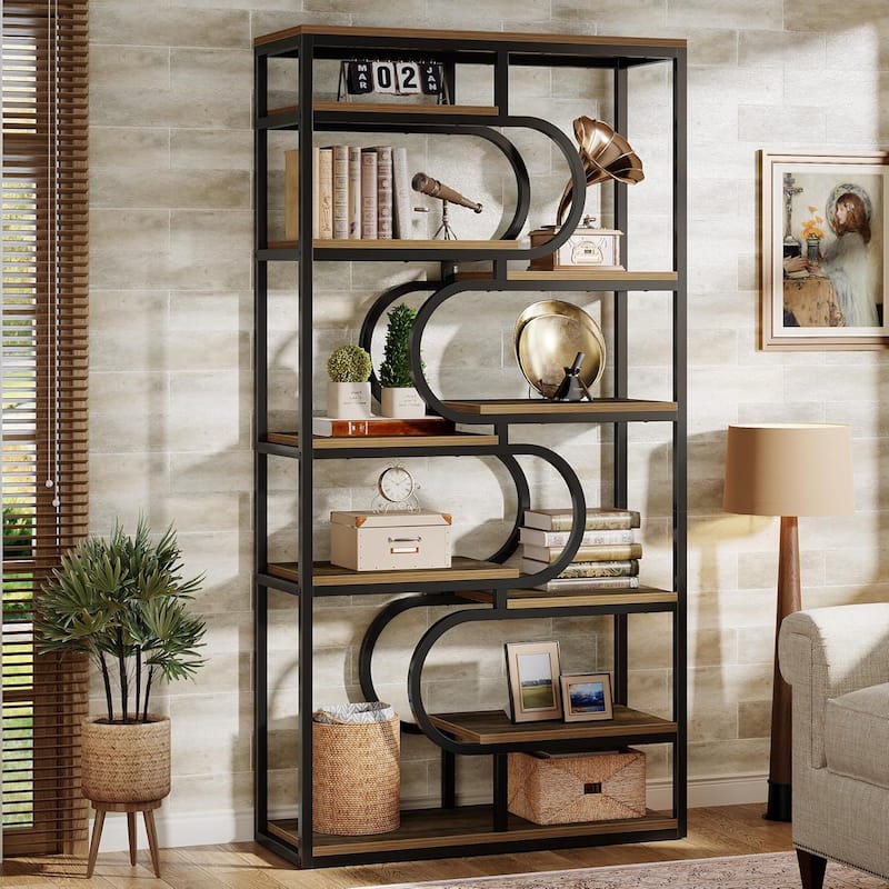 71" Tall Bookshelf 5-Tier Industrial Etagere Bookcase with Heavy-Duty Frame - 39.3" L x 11.81" W x 71.2" H