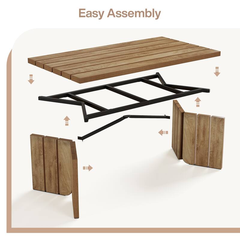 47" Rectangular Wooden Center Coffee Table for Living Room