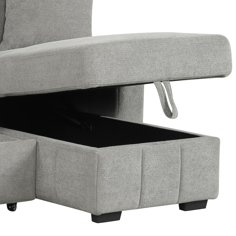 90" L-Shaped Warp Knitted Fabric Sectional Sofa with Storage Chaise