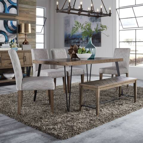 Horizons Rustic Caramel with Sawmark Distressing 6 Piece Rectangular Table Set