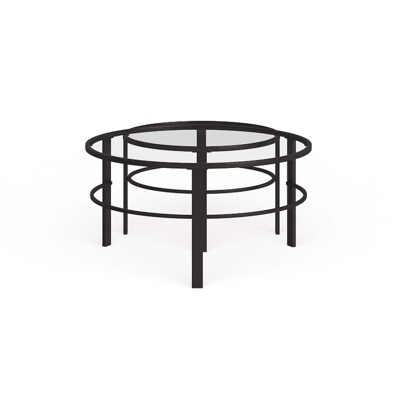 Gaia Round Metal/ Tempered Glass Nesting Coffee Table (Set of 2)