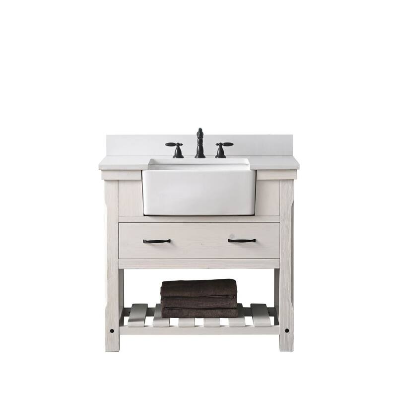 Sudio Design Bathroom Vanity Wesley Weathered Collection. - 36" Single Sink - White Wash